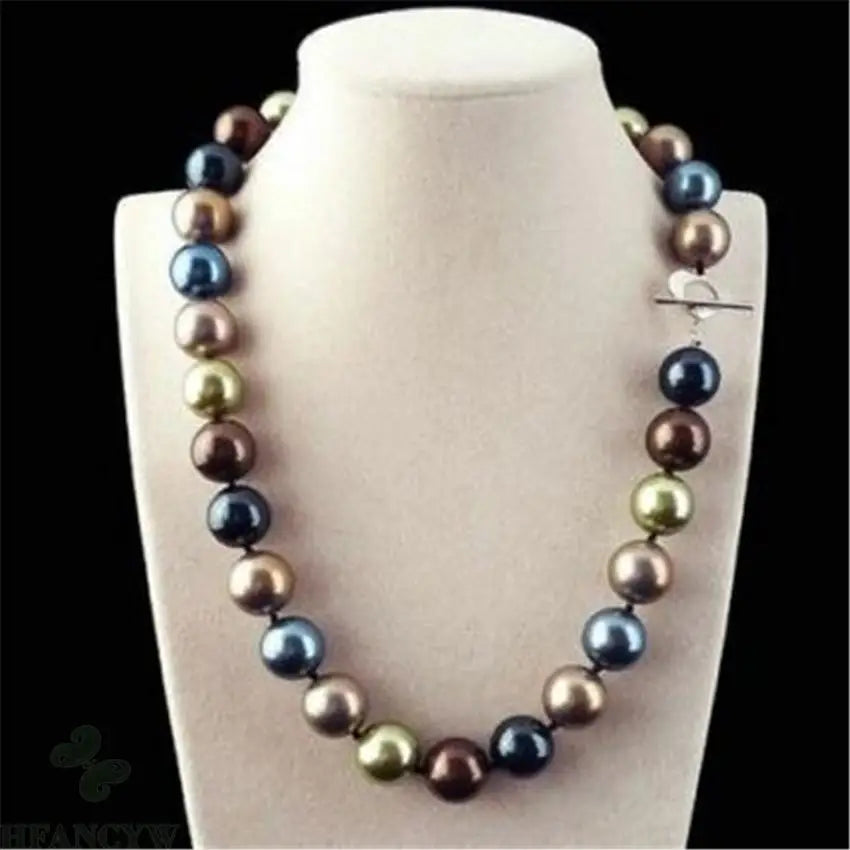 12mm Multicolor South Sea Shell Pearl Necklace – 18'' Chic Aurora Jewelry Gift for Women & DIY Accessories