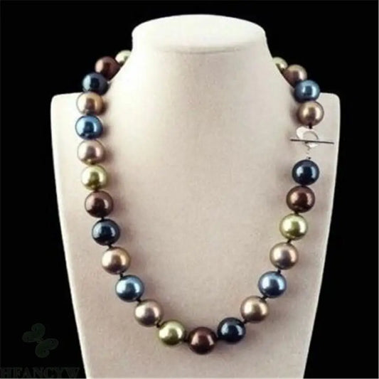 12mm Multicolor South Sea Shell Pearl Necklace – 18'' Chic Aurora Jewelry Gift for Women & DIY Accessories