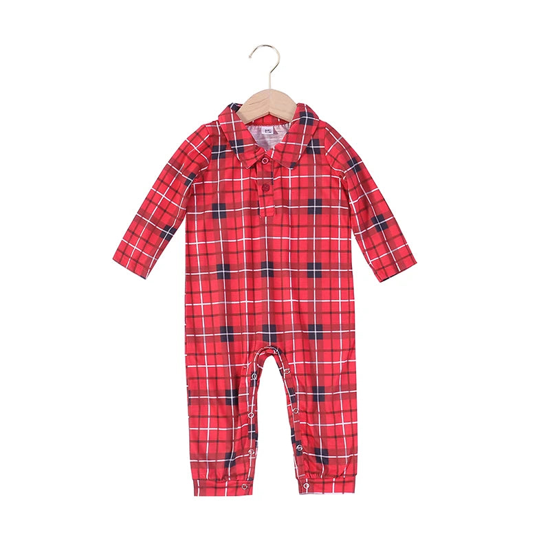 Christmas Family Matching Pajamas – Plaid Cotton Set for Mom, Dad, Kids, Baby & Pet