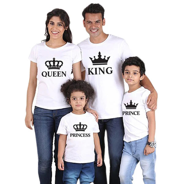 King, Queen, Prince & Princess Family Matching T-Shirts – Father, Mother, Daughter & Son Summer Outfits | Royal Family Look