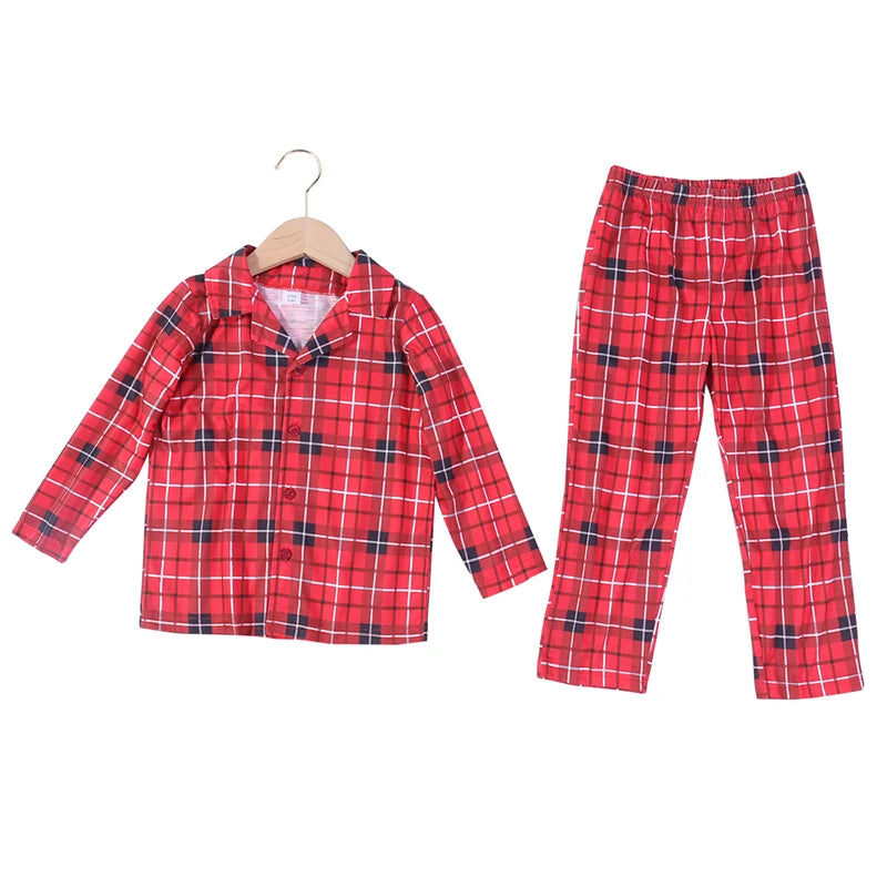 Christmas Family Matching Pajamas – Plaid Cotton Set for Mom, Dad, Kids, Baby & Pet