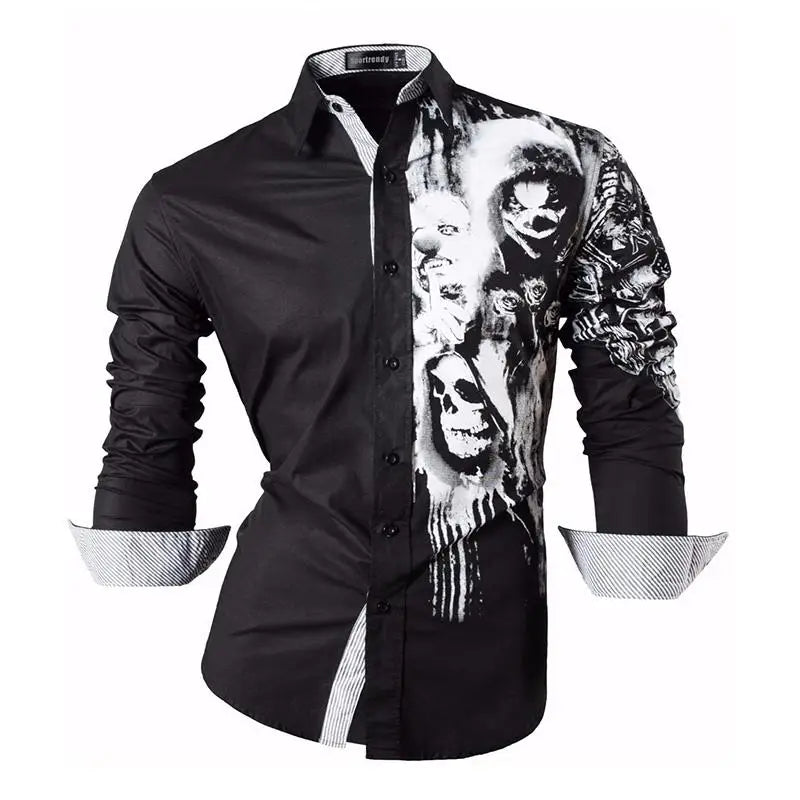 Sport trendy Men’s Dragon Print Long Sleeve Shirt