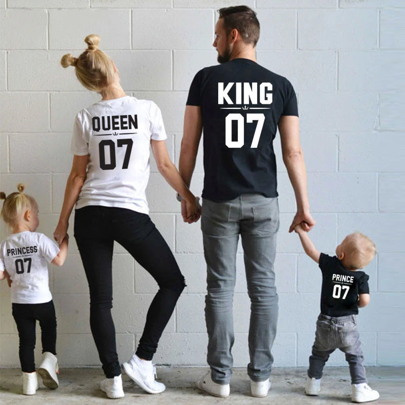 King, Queen, Prince & Princess Family Matching T-Shirts – Father, Mother, Daughter & Son Summer Outfits | Royal Family Look