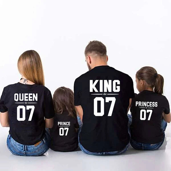King, Queen, Prince & Princess Family Matching T-Shirts – Father, Mother, Daughter & Son Summer Outfits | Royal Family Look