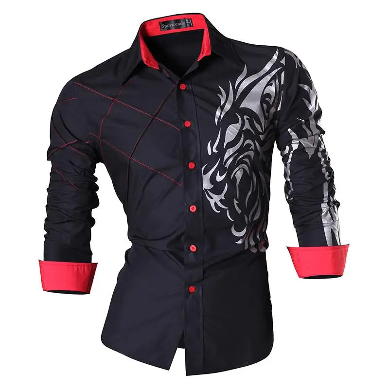 Sport trendy Men’s Dragon Print Long Sleeve Shirt
