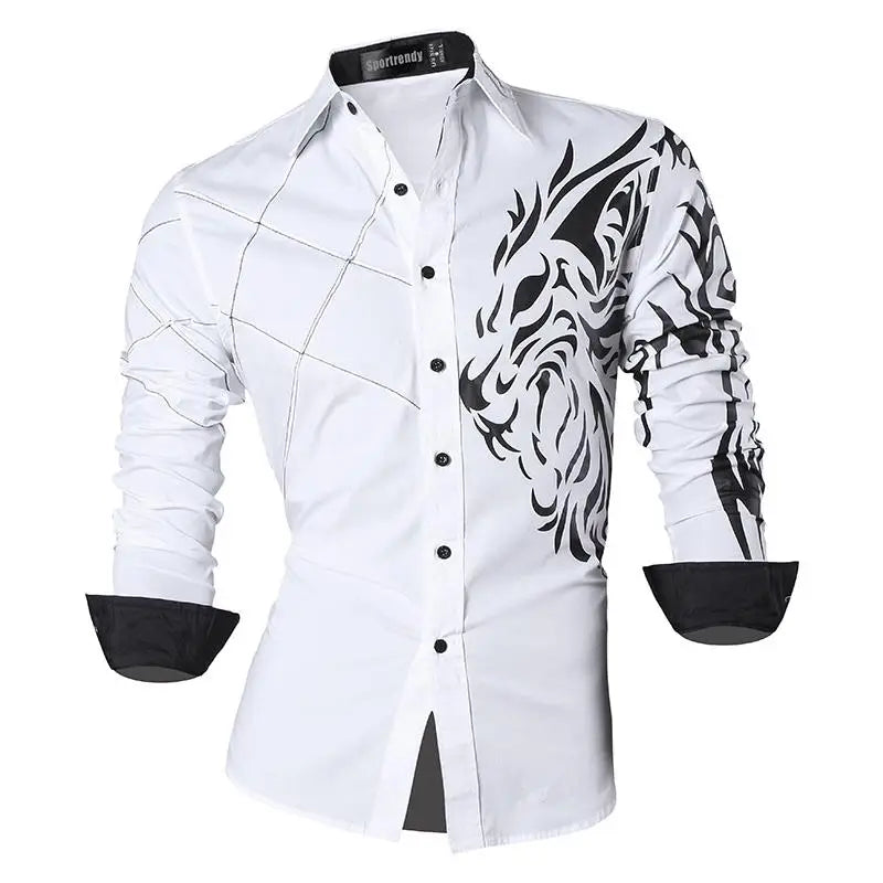 Sport trendy Men’s Dragon Print Long Sleeve Shirt