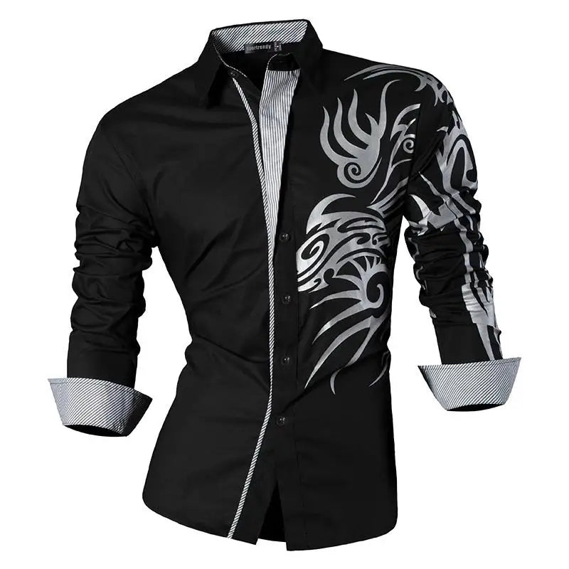 Sport trendy Men’s Dragon Print Long Sleeve Shirt