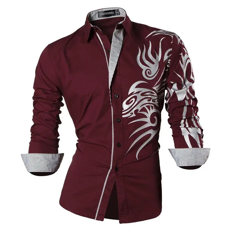 Sport trendy Men’s Dragon Print Long Sleeve Shirt