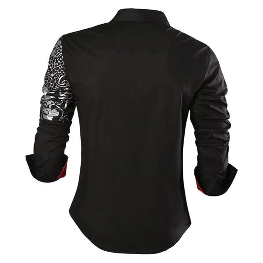 Sport trendy Menβs Dragon Print Long Sleeve Shirt