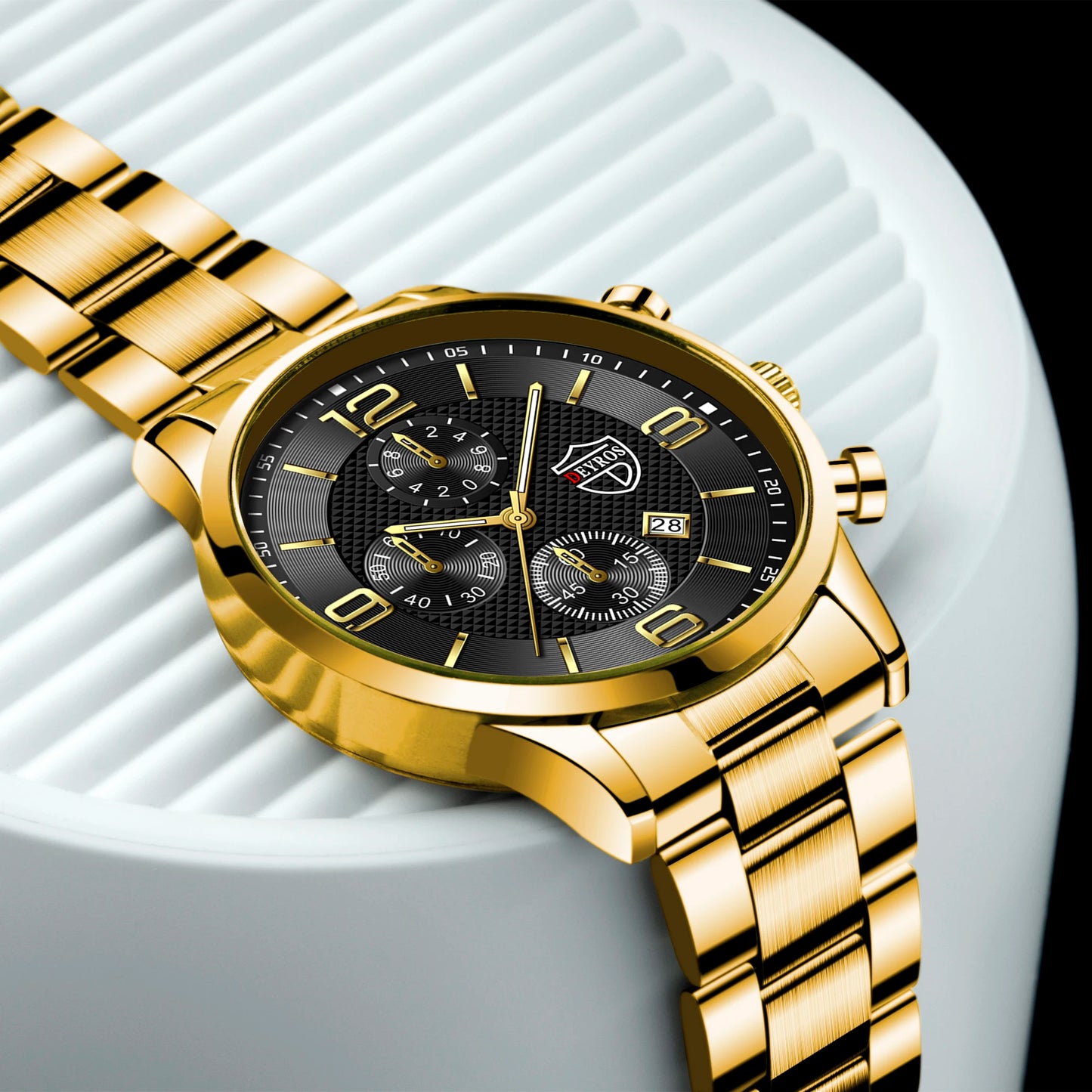 Luxury Business Men’s Watch – Stainless Steel & Leather Quartz Wristwatch with Calendar and Luminous Display
