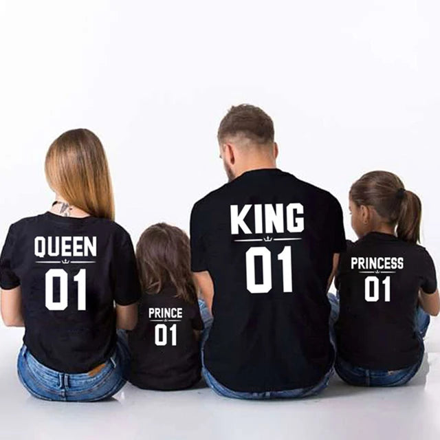 King, Queen, Prince & Princess Family Matching T-Shirts – Father, Mother, Daughter & Son Summer Outfits | Royal Family Look