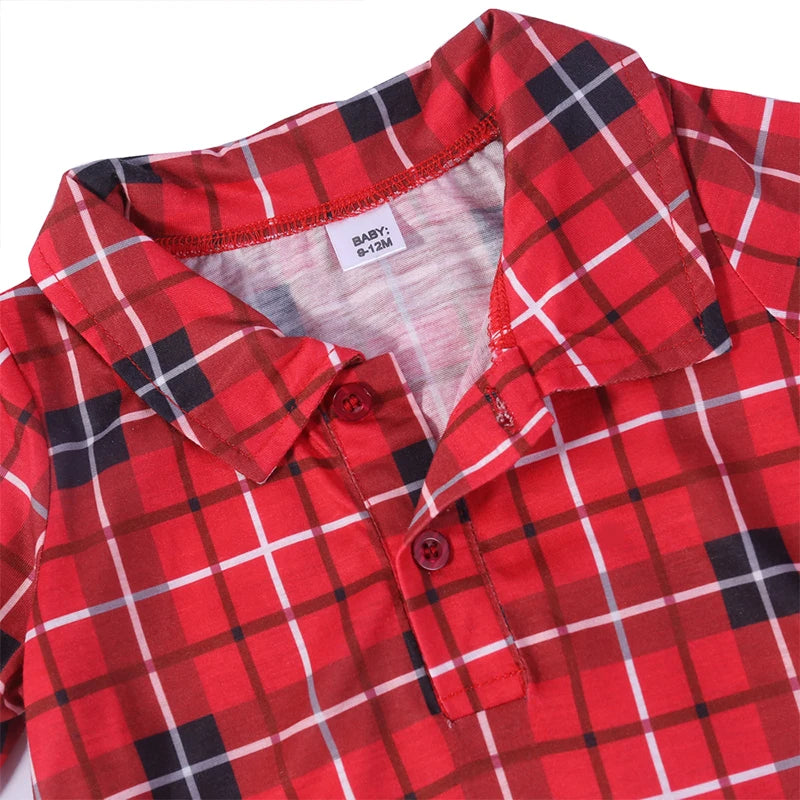 Christmas Family Matching Pajamas – Plaid Cotton Set for Mom, Dad, Kids, Baby & Pet