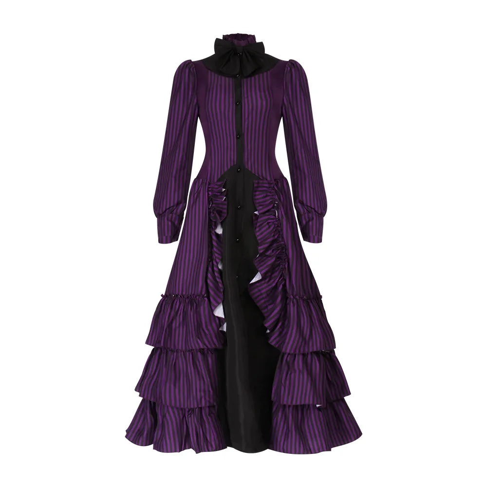 2025 Halloween Women’s Medieval & Victorian Costume – Renaissance Gothic Lace Purple Queen/Princess Dress