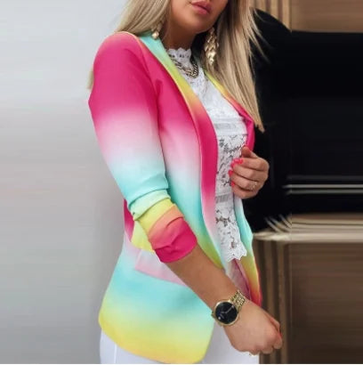 Women’s Butterfly Print Blazer – Casual Long Sleeve Turn-Down Collar Suit Jacket for Spring & Autumn