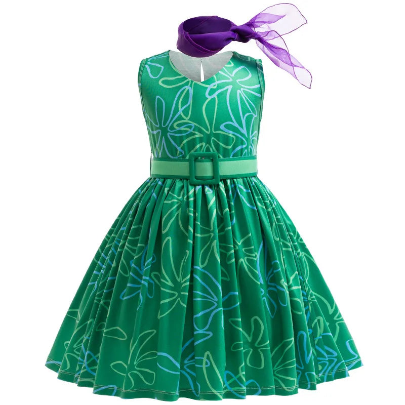 2025 Halloween Girls Costume – Inside Out “Disgust” Cosplay Dress for Carnival, Purim, Party & Role Play