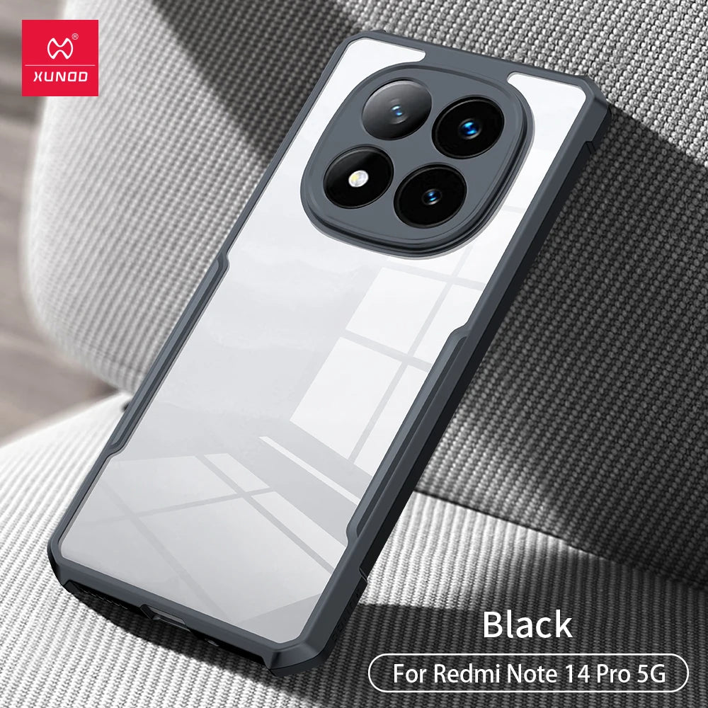 Xundd Shockproof Phone Case for Xiaomi Redmi Note 14 / 14 Pro – Luxury Plain Transparent Bumper Protective Cover