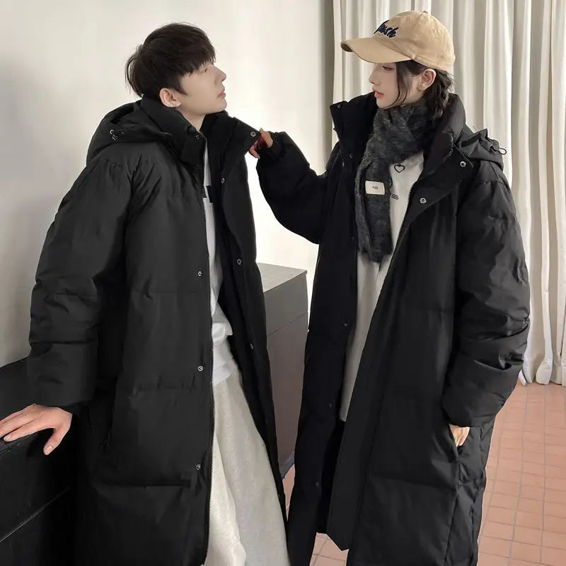 2025 Winter Oversized Down Jacket – Loose Hooded Windproof White Duck Down Coat for Women & Couples