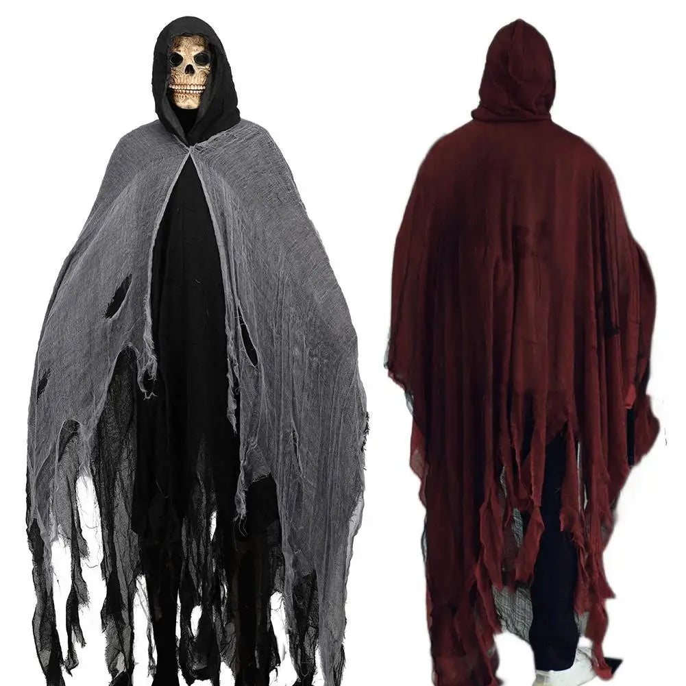 2025 Halloween Adult Costume – Scary Ghost Cloak with Hood, Zombie, Witch & Grim Reaper Cape Cosplay Outfit