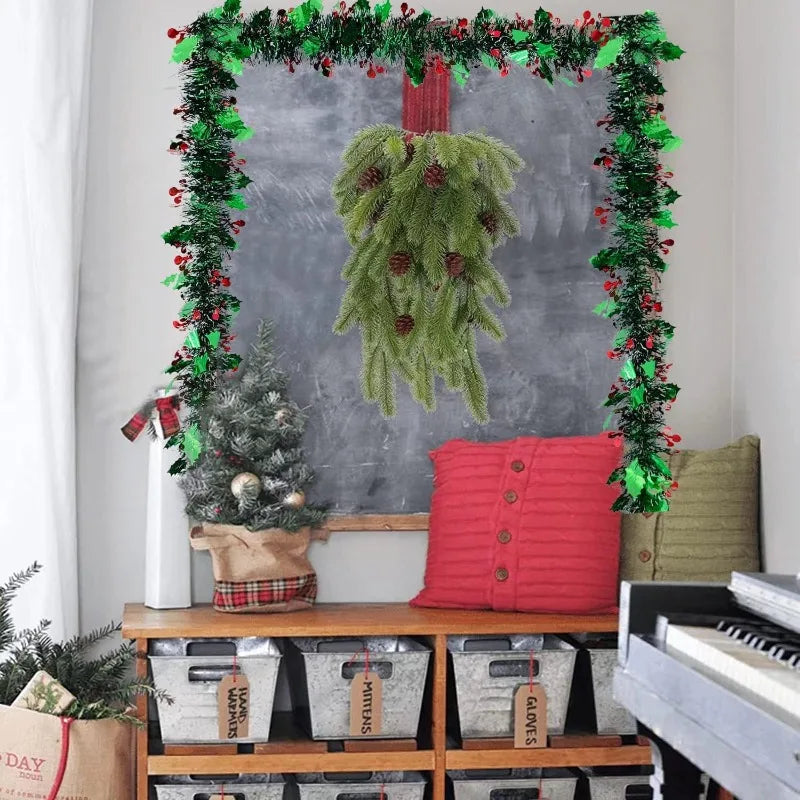 Christmas Tinsel Garland – Shiny Metallic Tree Decoration for Home & Living Room