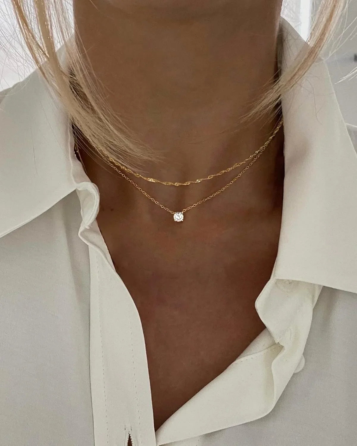 Diamond Choker Necklace for Women – 18K Gold or Sterling Silver Simple Gold-Plated Elegant Jewelry Gift