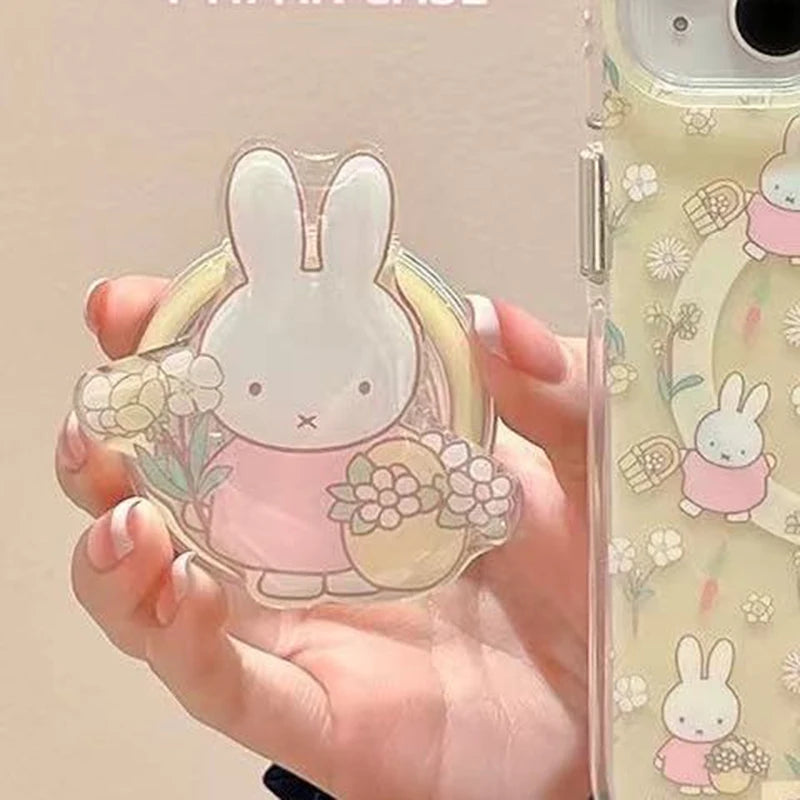 Cartoon Miffy Phone Case Suitable for Iphone 16 15 14 Cute Magnetic Bracket High Quality Anti Drop Phone Case Anime Accessories