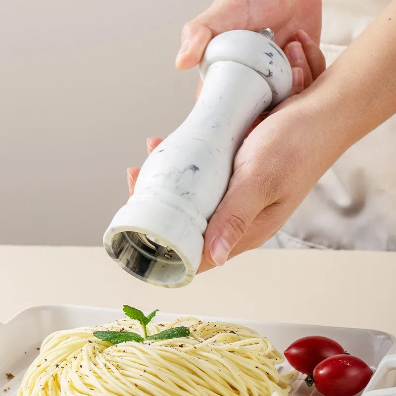 6-Inch Manual Salt & Pepper Grinder – Marble Patterned Spice Mill for Seasoning, BBQ, and Cooking