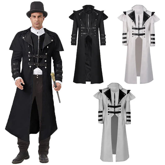 2025 Halloween Medieval Cosplay Costume – Stage Performance Outfit with Split Windbreaker, Hat, and Scepter for Palace Banquet