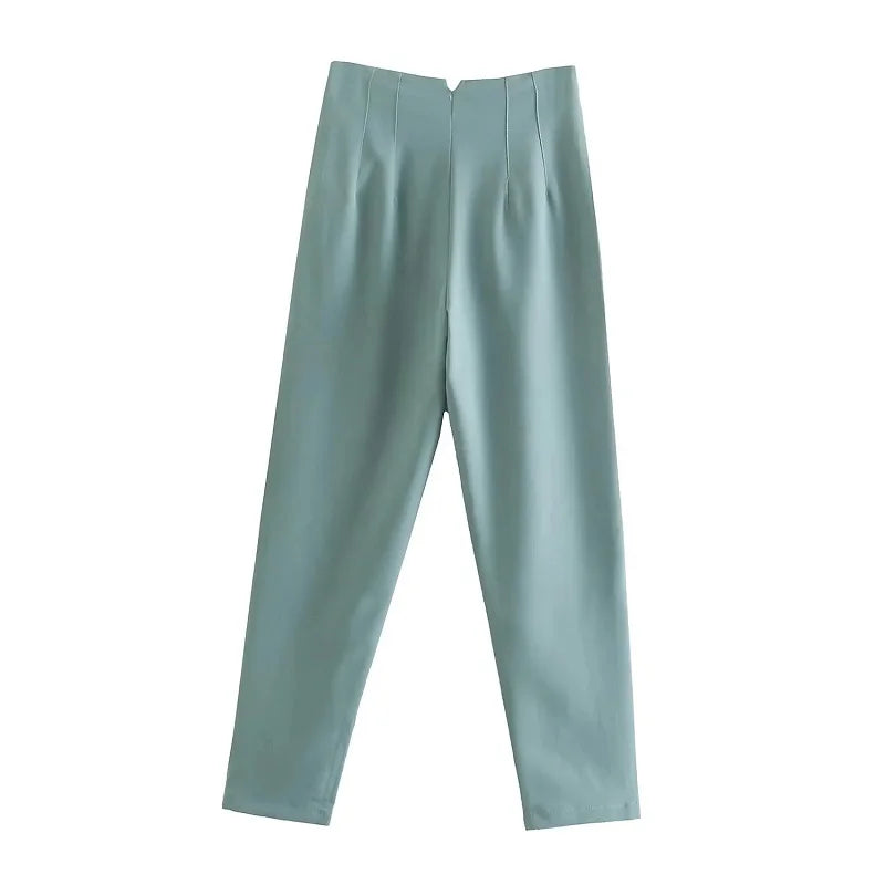 MUJER High-Waist Office Pants – Women’s Formal Pencil Trousers in Black, Pink & White
