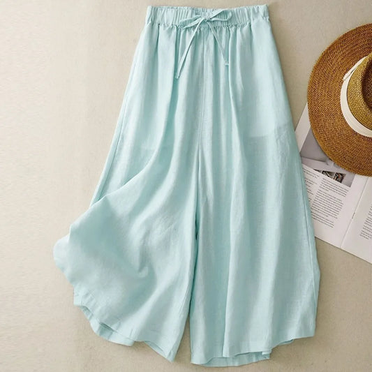 Women’s Casual Cotton Linen Pants – Vintage Wide Leg Capri Sweatpants | Summer Joggers Fashion Clothing