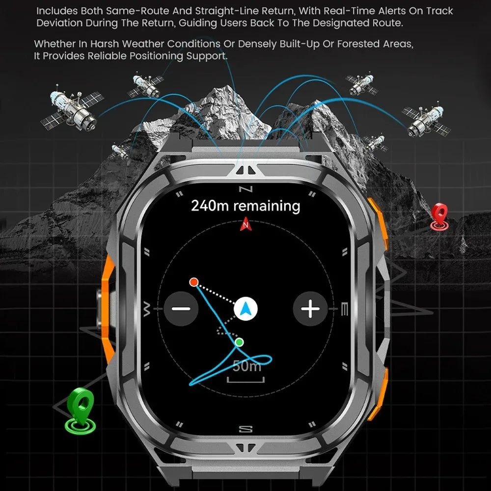 2025 GPS Smart Watch for Men – 1.96” HD AMOLED Display, Compass, Bluetooth Call & 5ATM Waterproof Sport Smartwatch (Android/iOS)