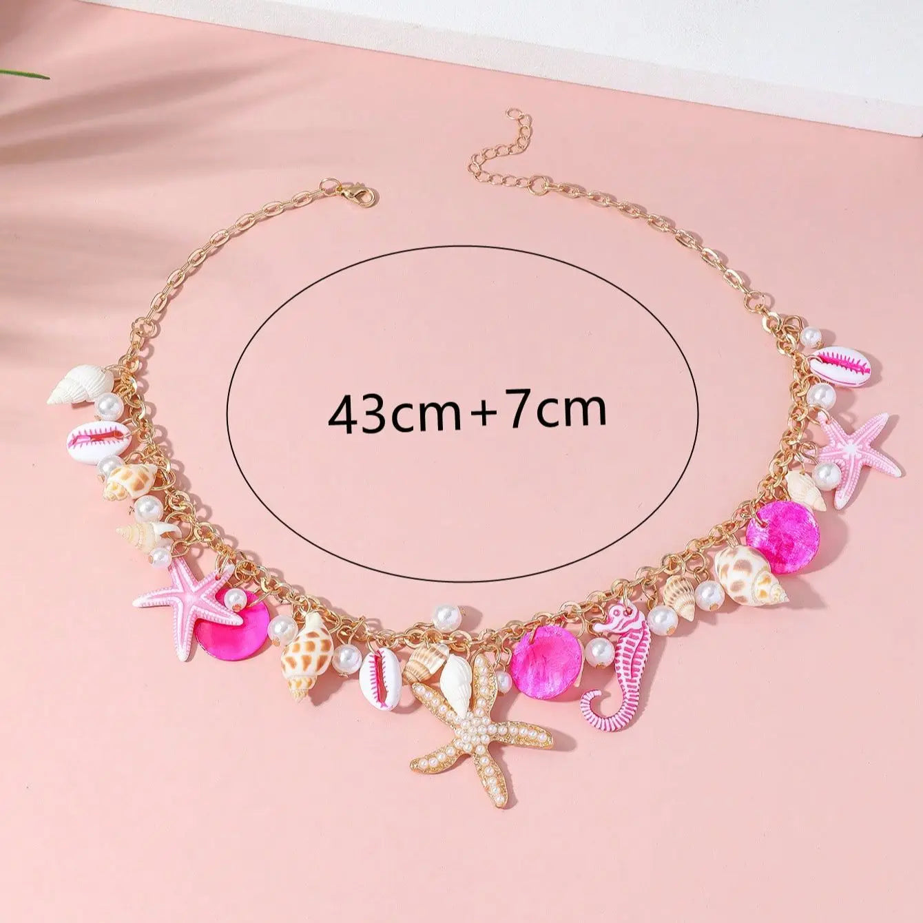 Bohemian Sea Star & Seahorse Pendant Necklace – Pearl Shell Seaside Resort Jewelry for Women