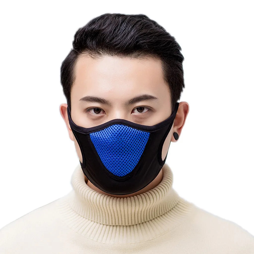 Men’s Black Mesh Breathable Face Mask – Washable & Reusable 3D Protective Mouth Cover for Daily Use or Party Wear