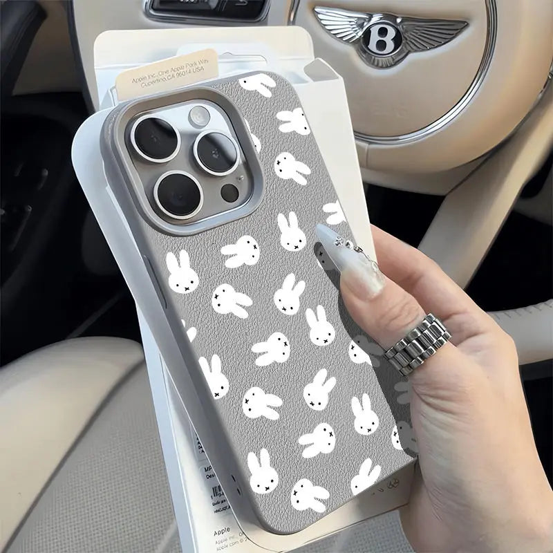 Kawaii Miffy Rabbit Phone Case Fills The Screen 16PROMAX Phone Case /15 Soft Case 14 Lychee Pattern 13 Niche 12/X