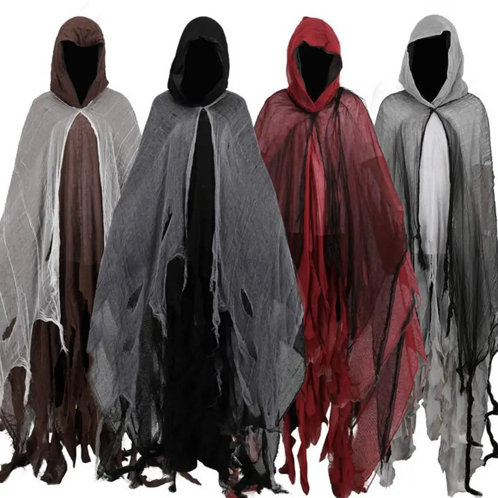 2025 Halloween Adult Costume – Scary Ghost Cloak with Hood, Zombie, Witch & Grim Reaper Cape Cosplay Outfit