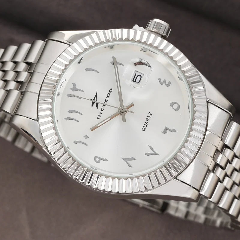 Men’s High-End Luxury Stainless Steel Quartz Watch – Classic Business & Casual Sport Wristwatch with Date Display