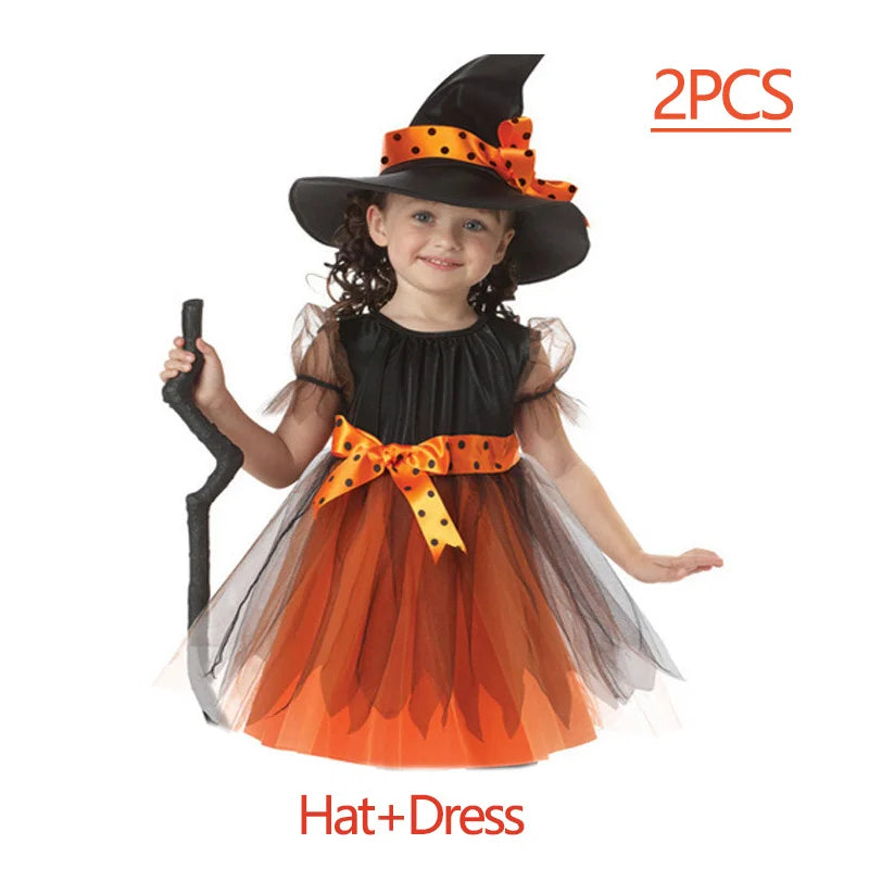 2025 Halloween Girls Costume – Scarlet Witch, Vampire, Devil & Ghost Carnival Party Dress-Up Hooded Cosplay Outfit
