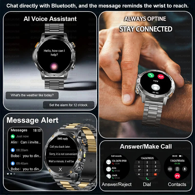 2025 T-Rex 3 Smart Watch – 1.75” HD Large Screen Military Sport Smartwatch with Dual-Band GNSS, Compass & IP68 Waterproof Rating