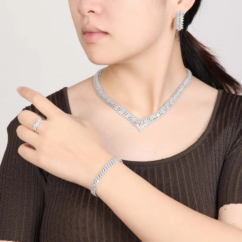HADIYANA Luxury Cubic Zirconia Jewelry Set – Exquisite High-Quality Bridal Wedding Accessories for Women (BN9297)