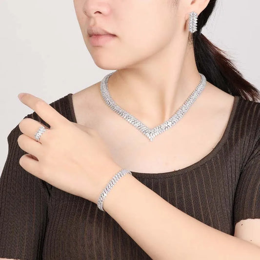 HADIYANA Luxury Cubic Zirconia Jewelry Set โ Exquisite High-Quality Bridal Wedding Accessories for Women (BN9297)