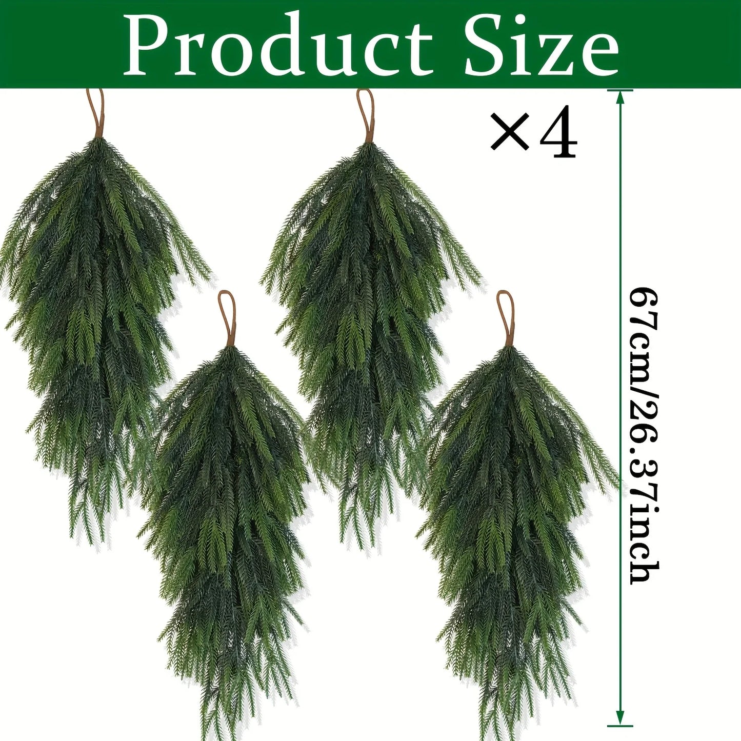 Artificial Pine Needle Teardrop Wreath – Norfolk Green Door Decor for Outdoor Christmas Decoration