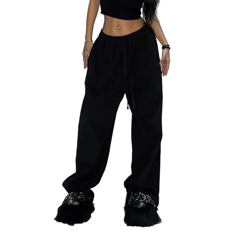 Women’s High-Waist Lace-Up Sweatpants – Loose Baggy Joggers for Streetwear, Sports & Dance | Y2K Fashion