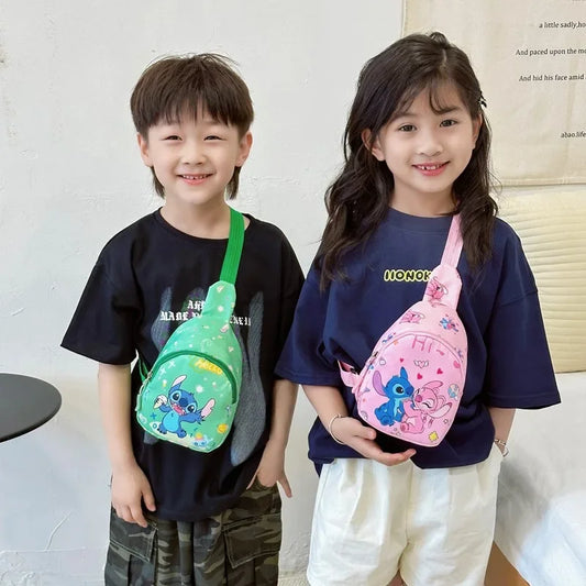 Cartoon Mini Stitch & Angel Crossbody Sling Bag โ Cute Anime Shoulder Coin Purse Gift