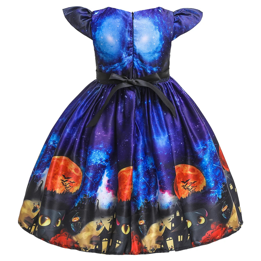 Girls’ Halloween Cosplay Costume – Pumpkin, Bat & Gothic Princess Dress for Carnival, Christmas & Birthday Parties
