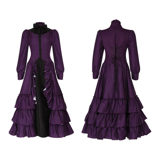 2025 Halloween Women’s Medieval & Victorian Costume – Renaissance Gothic Lace Purple Queen/Princess Dress