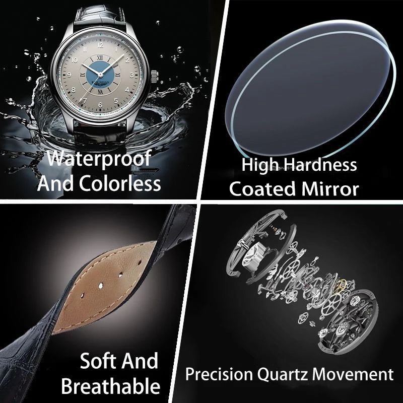 2025 Top Brand Luxury Men’s Leather Quartz Watch – Business Waterproof Wristwatch for Men