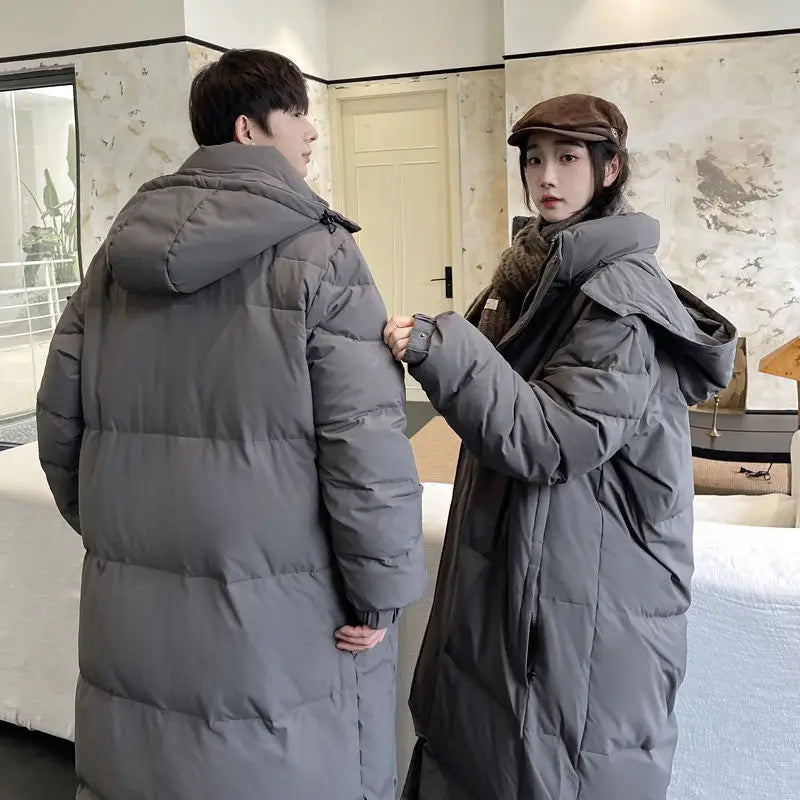 2025 Winter Oversized Down Jacket – Loose Hooded Windproof White Duck Down Coat for Women & Couples