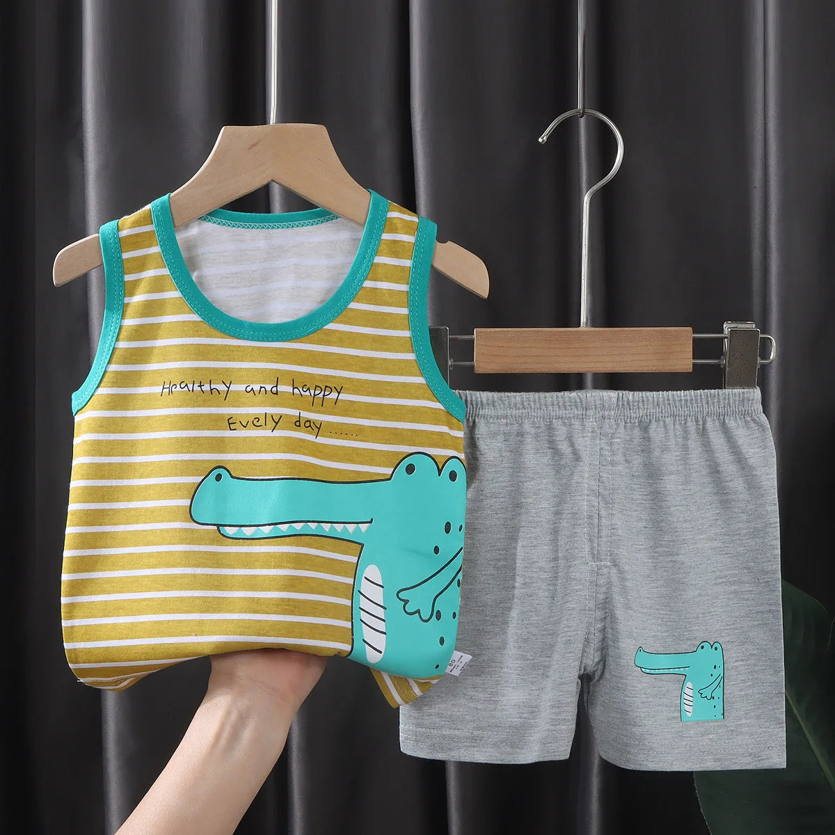 2PCS Children Summer Clothing Set – Cotton Vest & Shorts – Boys & Girls Sleeveless Outfit