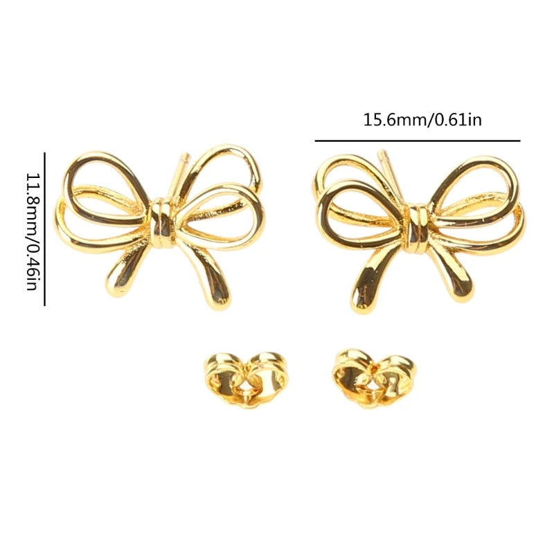 Stylish Bowknot Stud Earrings – Elegant Ear Piercing Jewelry Accessory for Fashion Enthusiasts