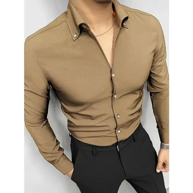 Men’s 4-Color Long Sleeve Polo Shirt – Casual Breathable Lapel T-Shirt for Everyday Wear