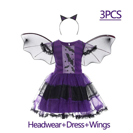 2025 Halloween Girls Costume – Scarlet Witch, Vampire, Devil & Ghost Carnival Party Dress-Up Hooded Cosplay Outfit